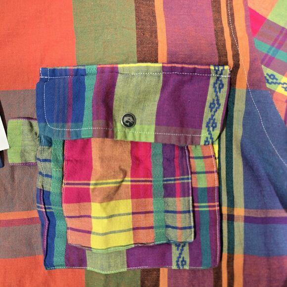 Polo Ralph Lauren Mens XL Fun Shirt Ornament Madras Utility Classic Patchwork - Picture 5 of 12